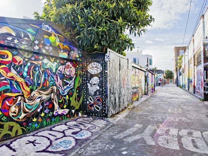 Street art at Clarion Street, Mission, San Francisco, California, USA