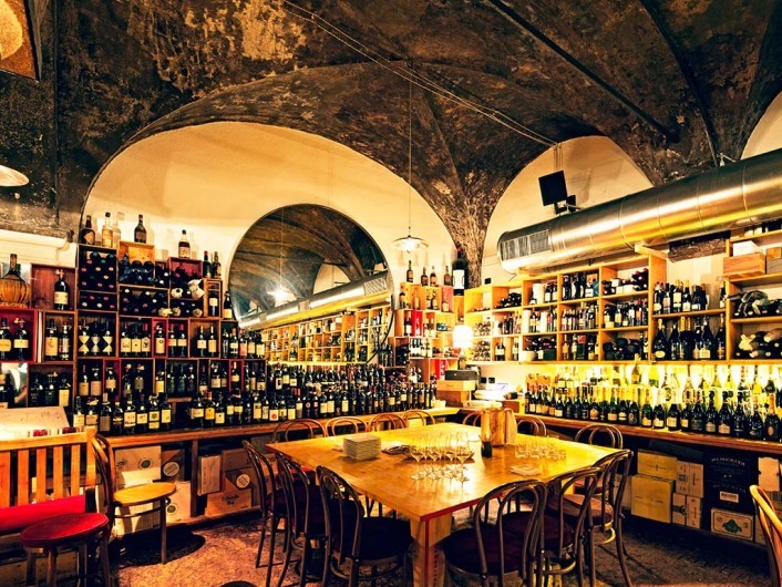 Summer cool and winter cozy wine bar with huge selection